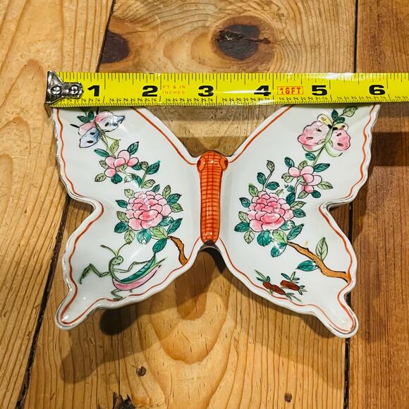 Neiman Marcus Trinket Tray Vintage Chinese  Chinoiserie Hand Painted Floral - Picture 11 of 13